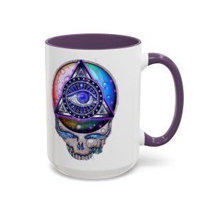 15oz Grateful Dead Ceramic Mug — Psychedelic All-Seeing Eye Skull Design