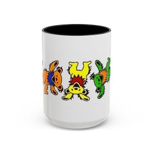Grateful Dead Dancing Bears Accent Coffee Mug — Psychedelic Grateful Dead Inspired 15oz