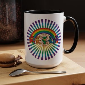 Grateful Dead Rainbow Coffee Mug — Colorful Dancing Bears Accent Mug (15oz)