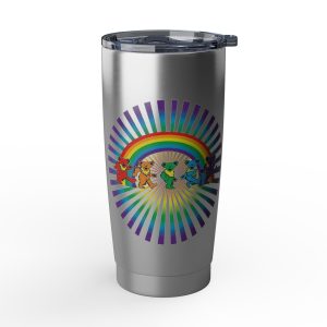 Rainbow Bear Dance Mug — Colorful Retro Pride Vagabond 20oz Tumbler