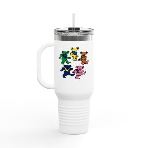40oz Insulated Travel Mug — Colorful Greatful Dead Dancing Bears Graphic