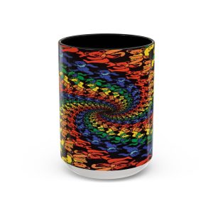 Rainbow Bear Spiral Coffee Mug - Colorful Grateful Dead Accent Mug (15oz)